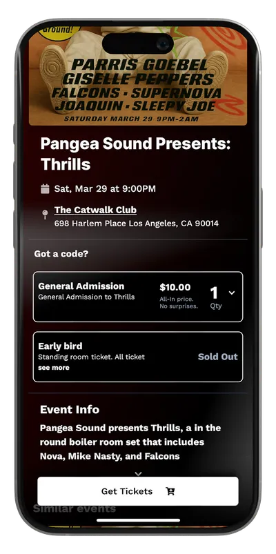 phone with ticket